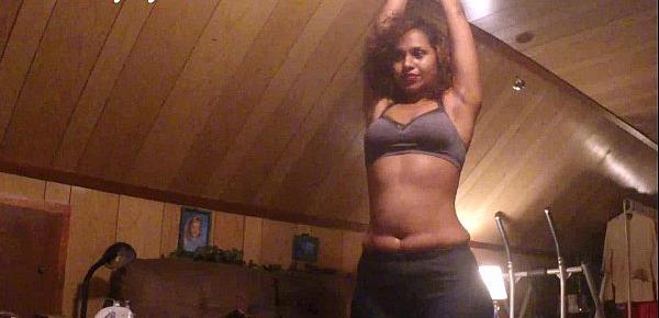  South Indian girl exercising in her yoga pants
